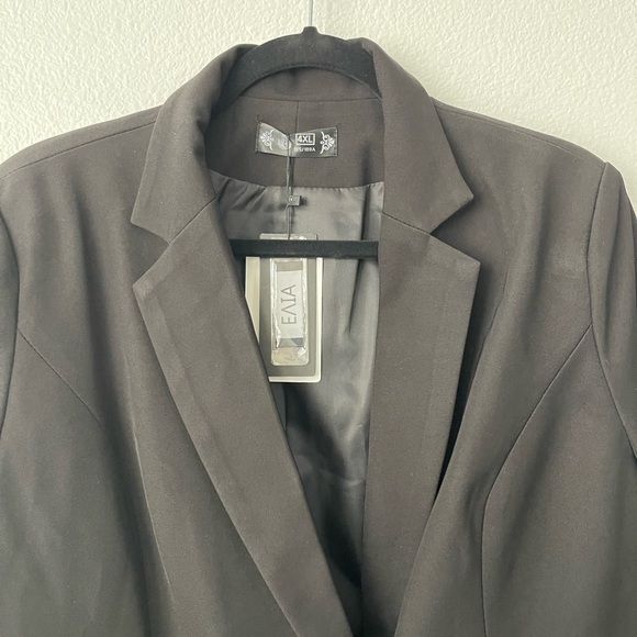 Evia Black Pleated Peplum Blazer sz 2x Dress Classy Work Coat Double Button - Picture 3 of 8